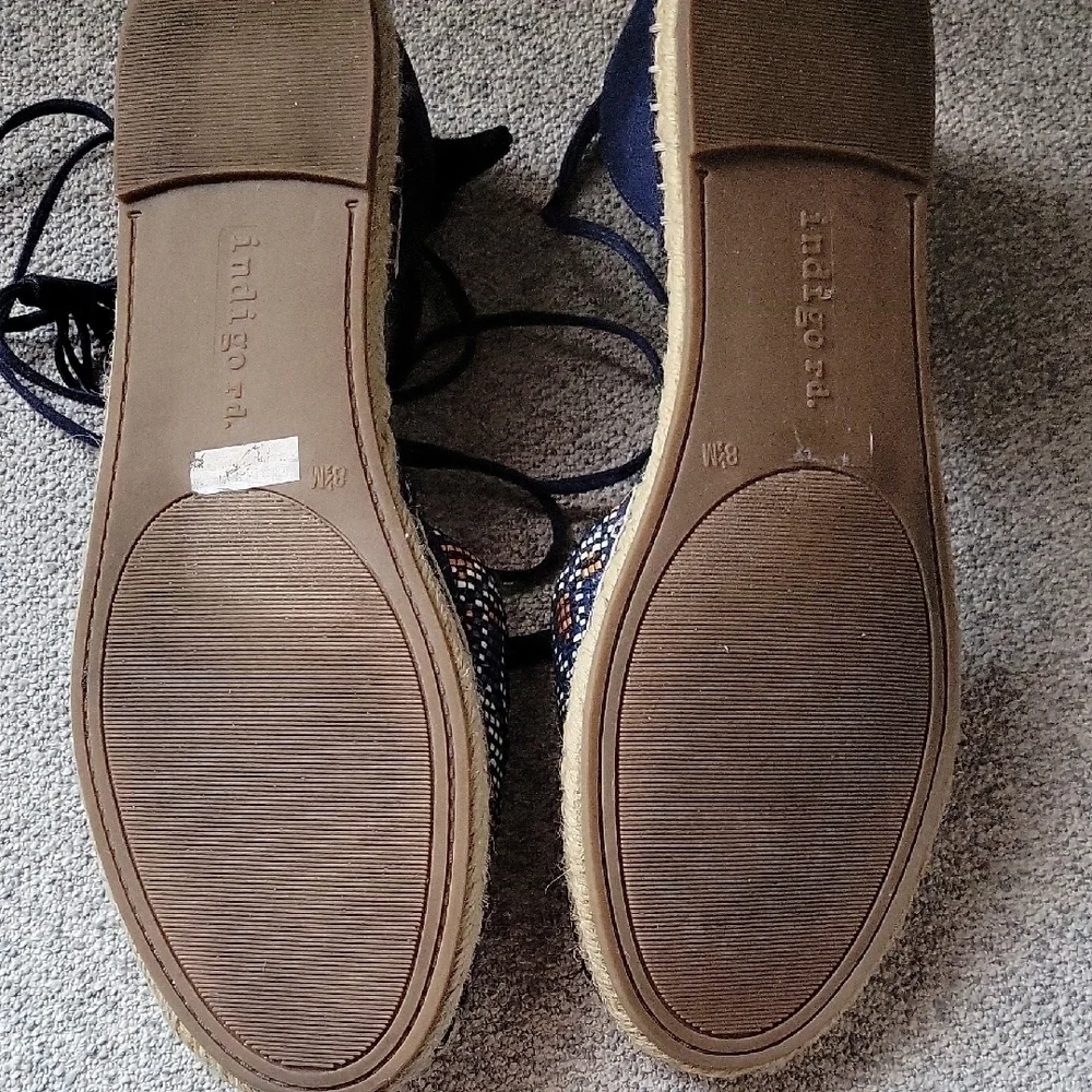 Indigo Blue Tan Espadrilles  Shoes  Boho  Size 8.5